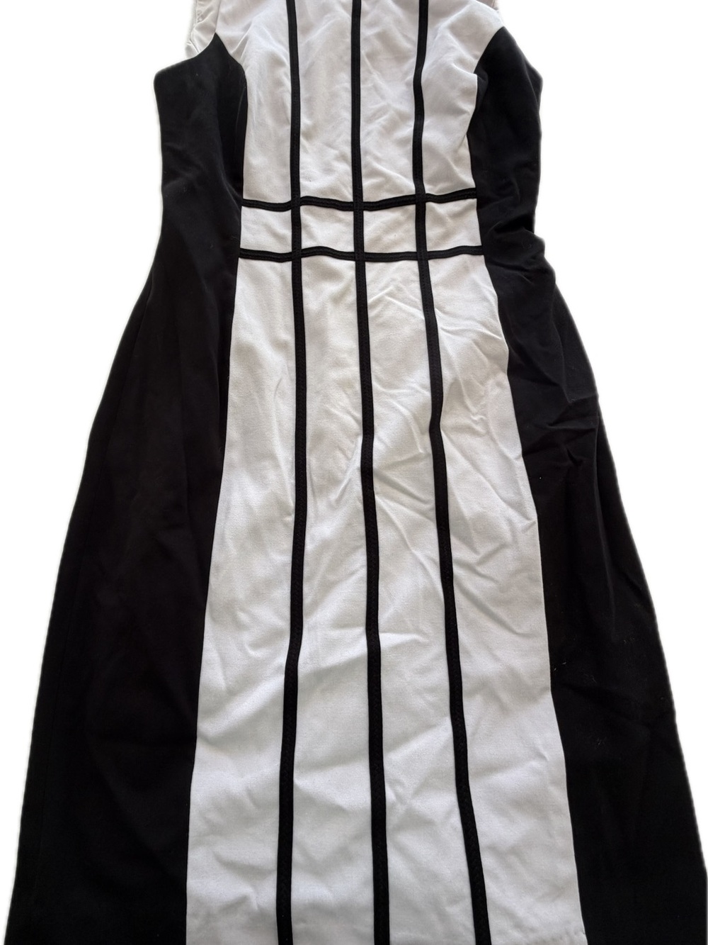 Black and White Sleeveless Column Dress